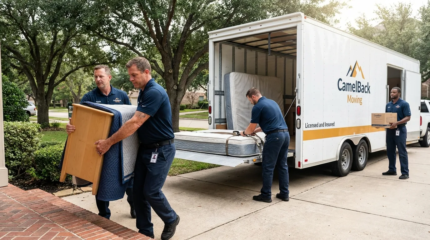 Crew loading residential truck for cross-state move from Reidsville, GA