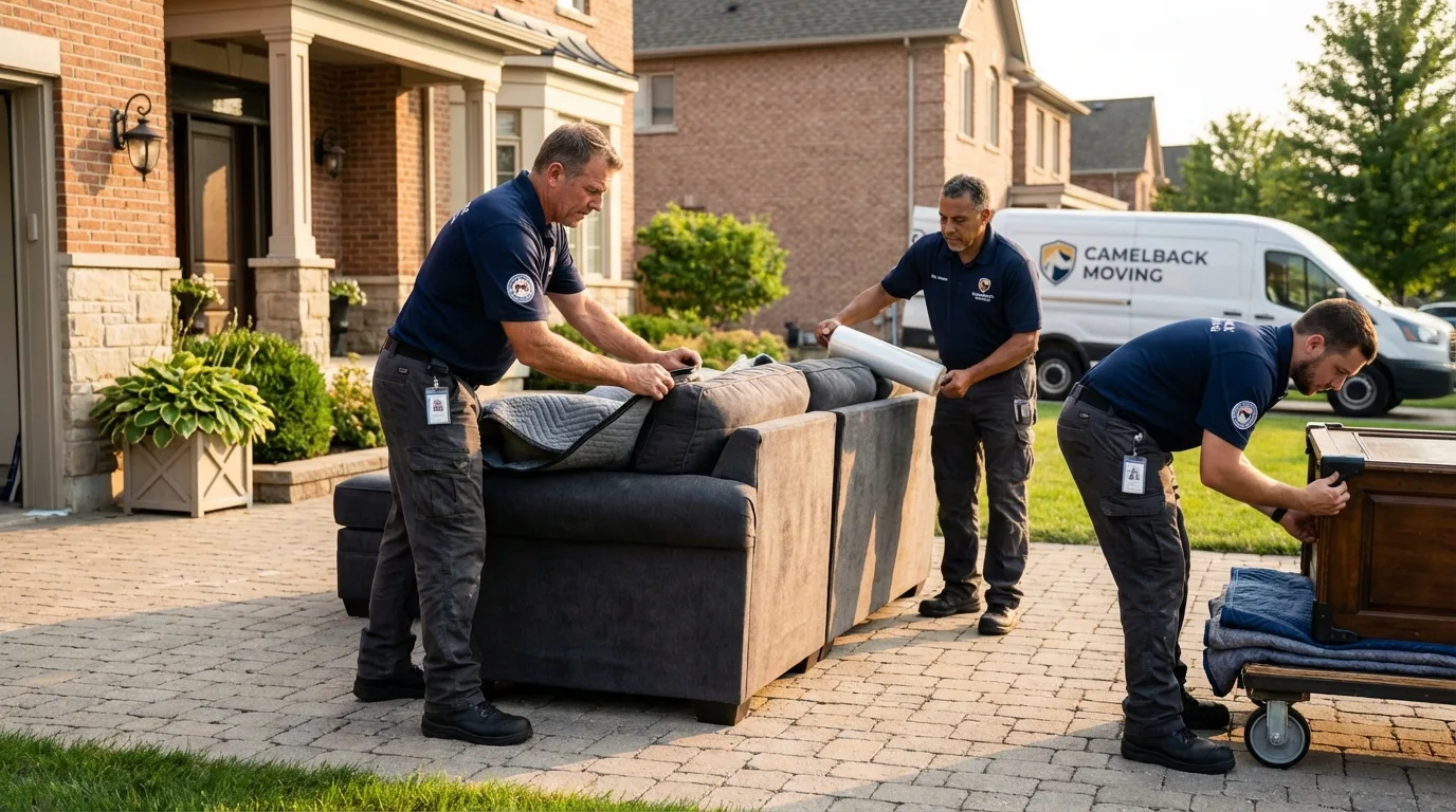 Large estate moving crew wrapping furniture in Reidsville, GA