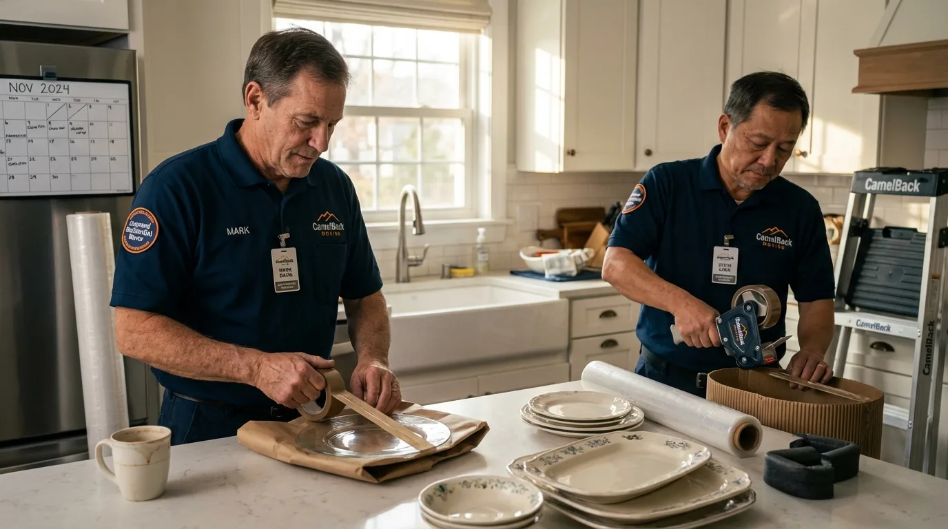 Professional crew packing kitchen dishware in Reidsville, GA